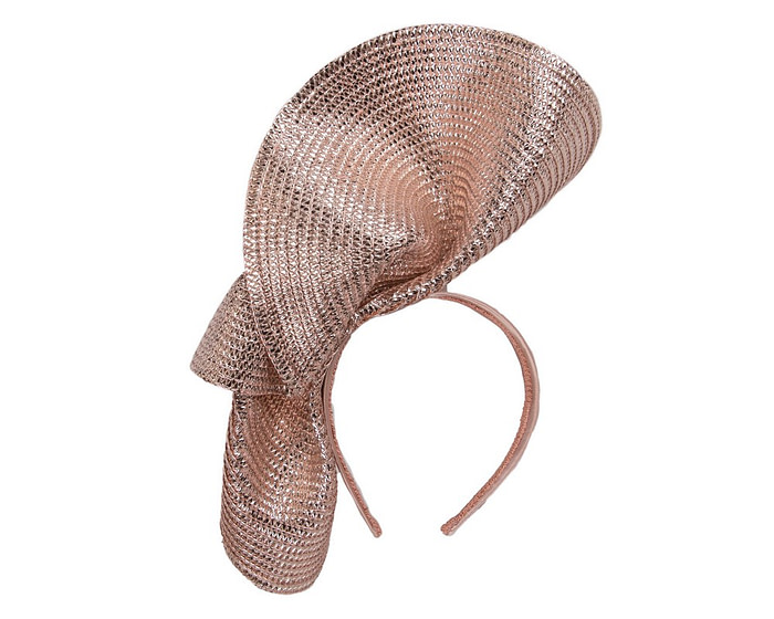 Bespoke shiny rose gold fascinator by Fillies Collection - Image 4