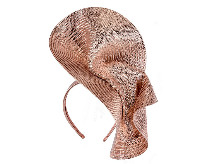 Bespoke shiny rose gold fascinator by Fillies Collection - Image 2