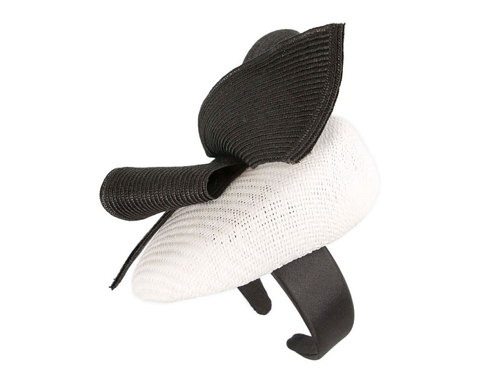 Bespoke white & black pillbox fascinator by Fillies Collection - Image 4