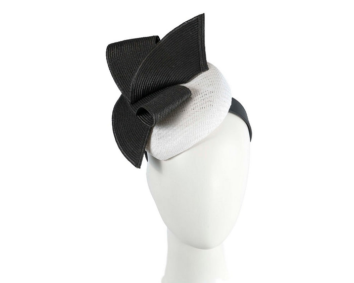 Bespoke white & black pillbox fascinator by Fillies Collection