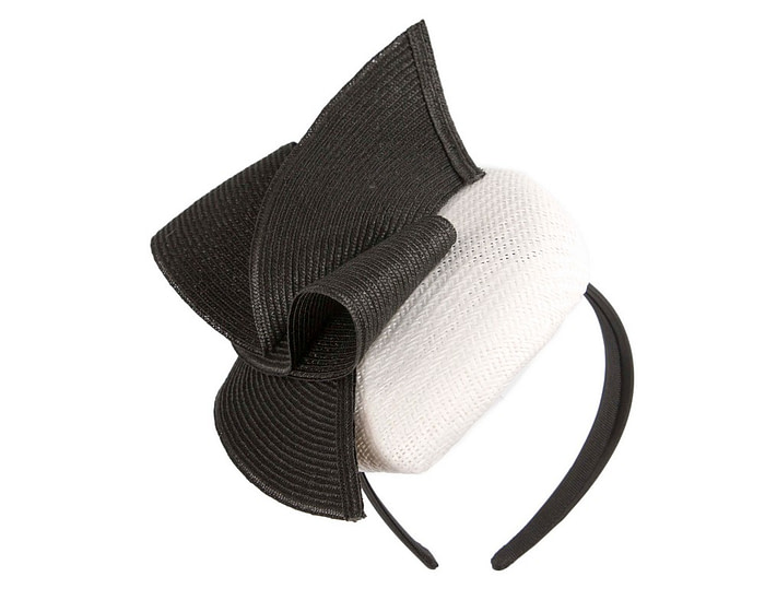 Bespoke white & black pillbox fascinator by Fillies Collection - Image 2