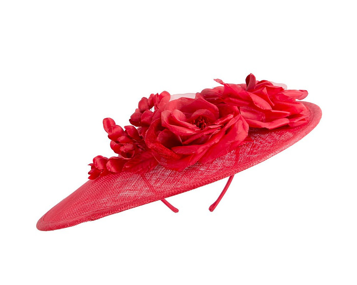 Large red sinamay hat with flowers by Max Alexander - Image 6