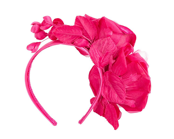 Large fuchsia flower headband fascinator by Max Alexander - Image 4