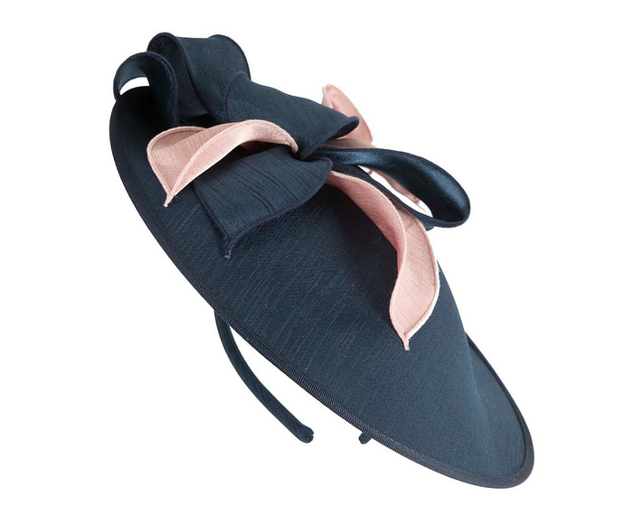Covered navy & pink racing fascinator by Max Alexander - Image 2