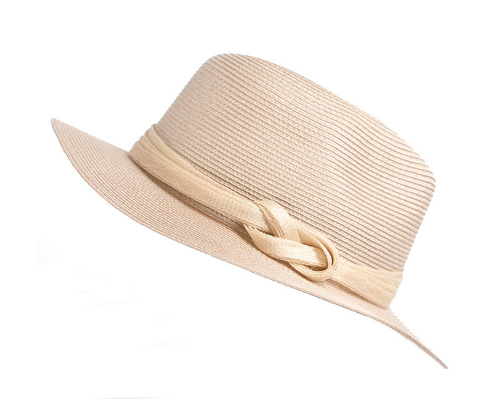 Beige soft brim braid fedora hat - Image 3