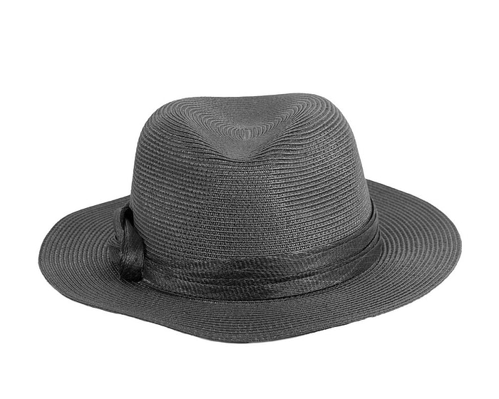 Black soft brim braid fedora hat - Image 4