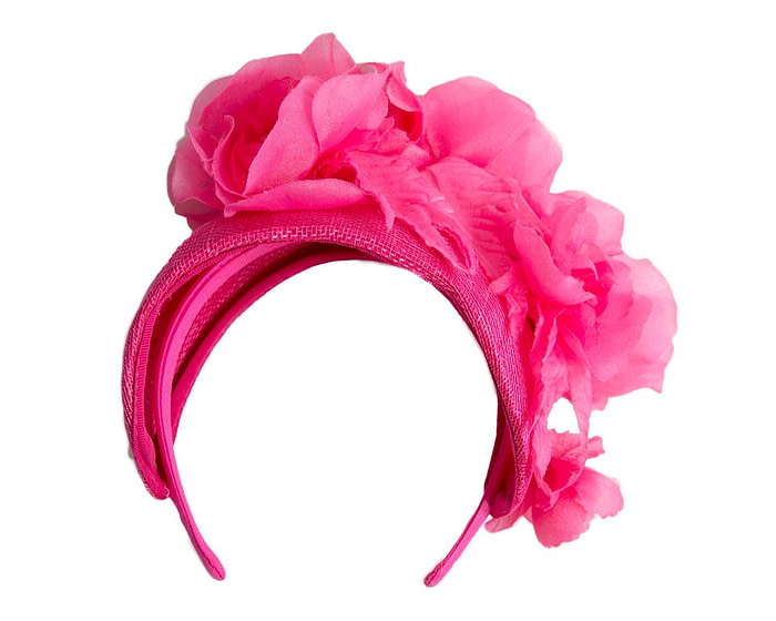 Fuchsia wide flower headband by Fillies Collection - Image 4