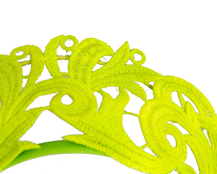 Fluro lime Australian Made crown racing fascinator by Max Alexander - Image 3