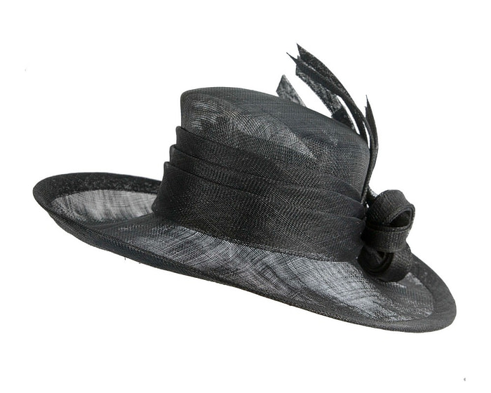 Large black ladies fashion sinamay hat - Image 6