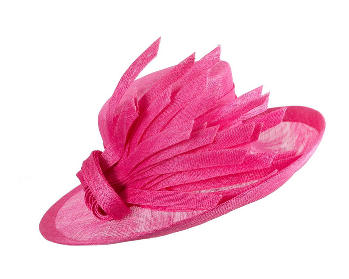 Large fuchsia ladies fashion sinamay hat - Image 2
