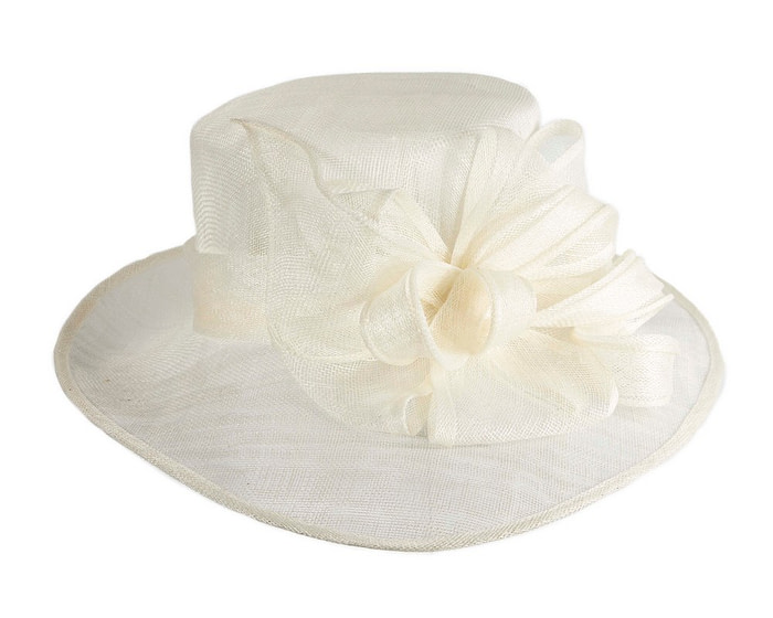 Large cream sinamay fashion hat by Max Alexander - Image 4