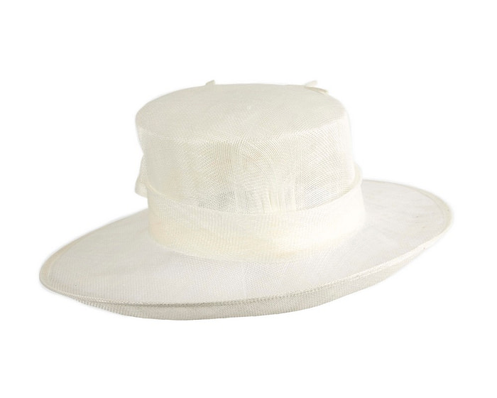 Large cream sinamay fashion hat by Max Alexander - Image 3