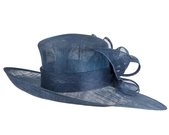Large navy sinamay fashion hat by Max Alexander - Image 6