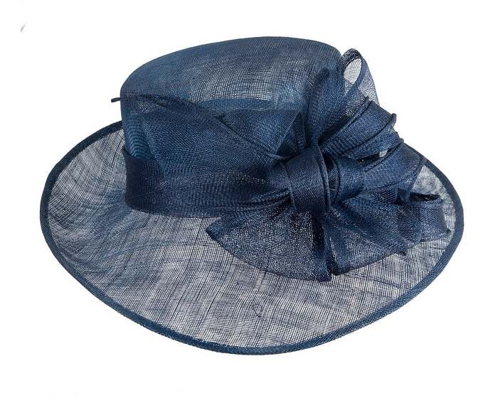 Large navy sinamay fashion hat by Max Alexander - Image 4