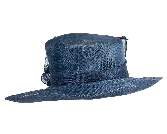 Large navy sinamay fashion hat by Max Alexander - Image 3