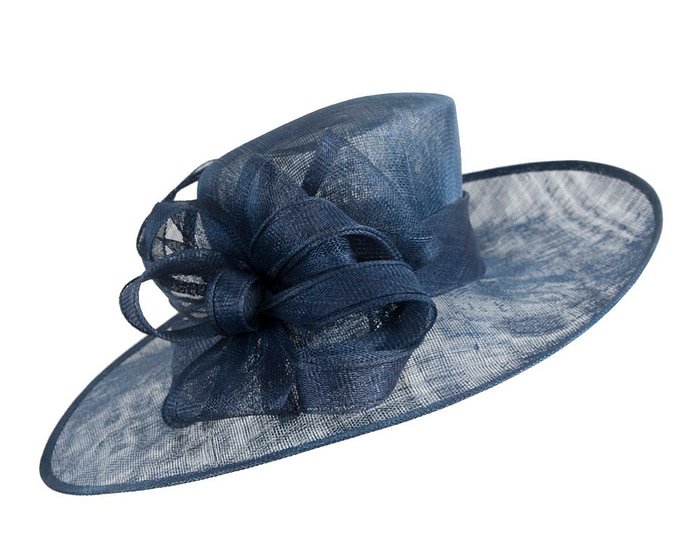 Large navy sinamay fashion hat by Max Alexander - Image 2