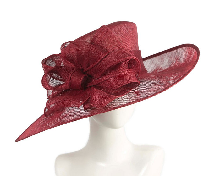 Large wine-colored sinamay fashion hat by Max Alexander