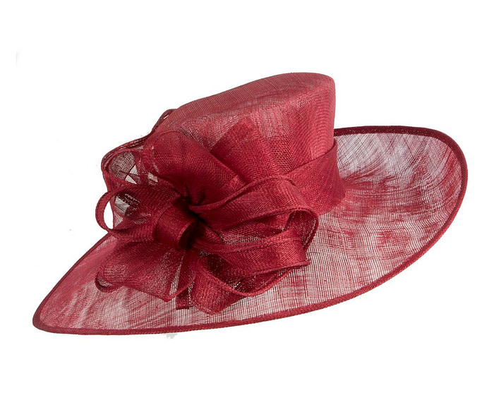 Large wine-colored sinamay fashion hat by Max Alexander - Image 2