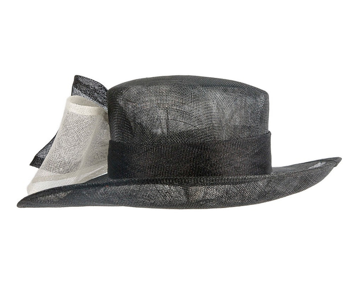 Black & white sinamay hat with large bow by Max Alexander - Image 3