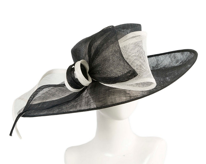 Black & white sinamay hat with large bow by Max Alexander