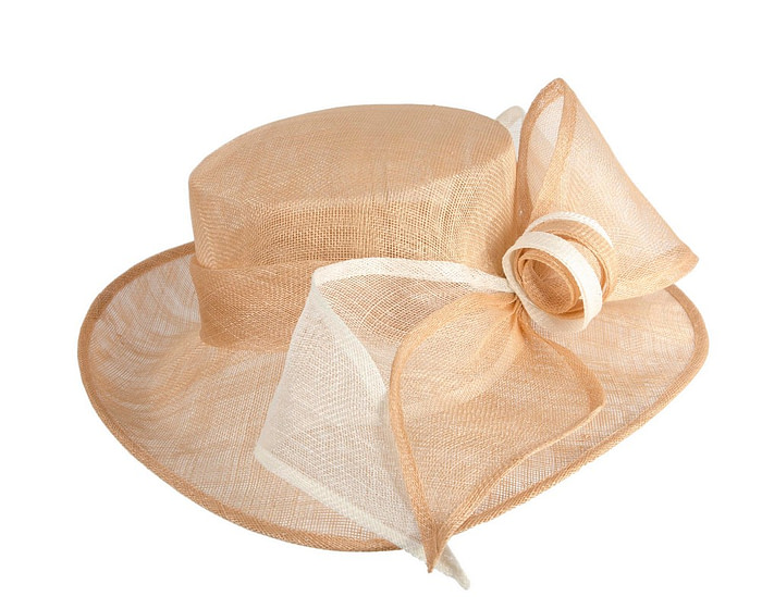 Nude & cream sinamay hat with large bow by Max Alexander - Image 4