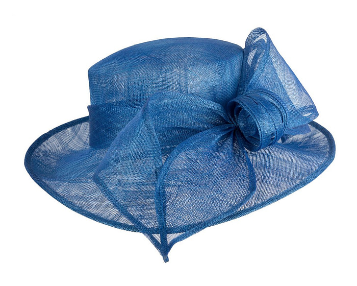 Royal Blue sinamay hat with large bow by Max Alexander - Image 4