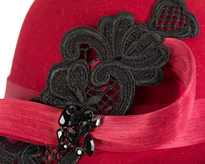 Red felt cloche fashion hat - Fascinators.com.au