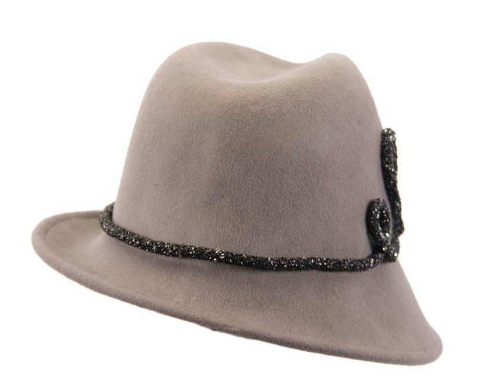 Grey felt winter trilby fashion hat - Fascinators.com.au