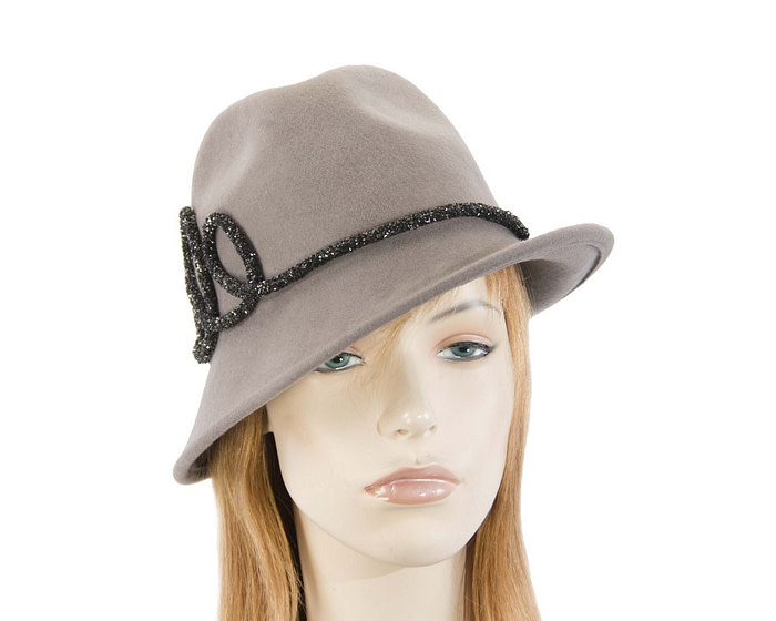 Grey felt winter trilby fashion hat - Fascinators.com.au