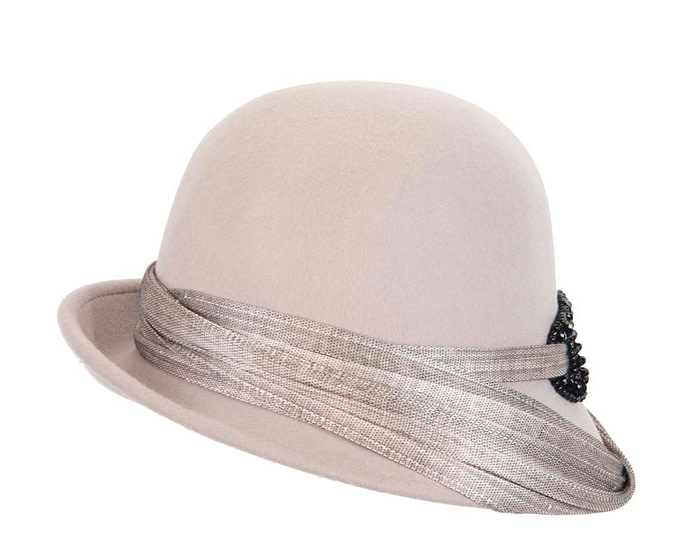 Australian made grey felt bucket hat - Fascinators.com.au