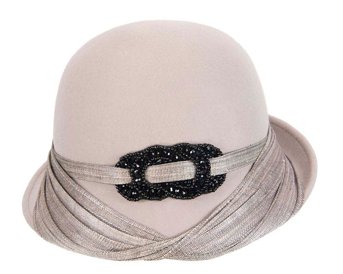 Australian made grey felt bucket hat - Fascinators.com.au