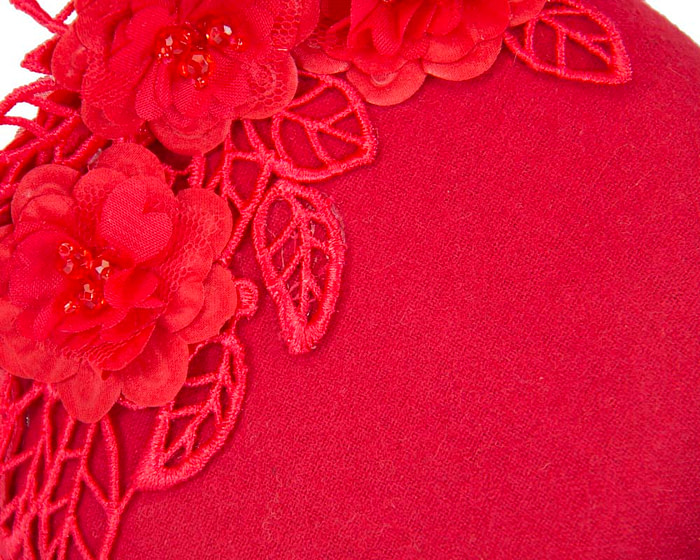 Red lace winter pillbox fascinator - Fascinators.com.au
