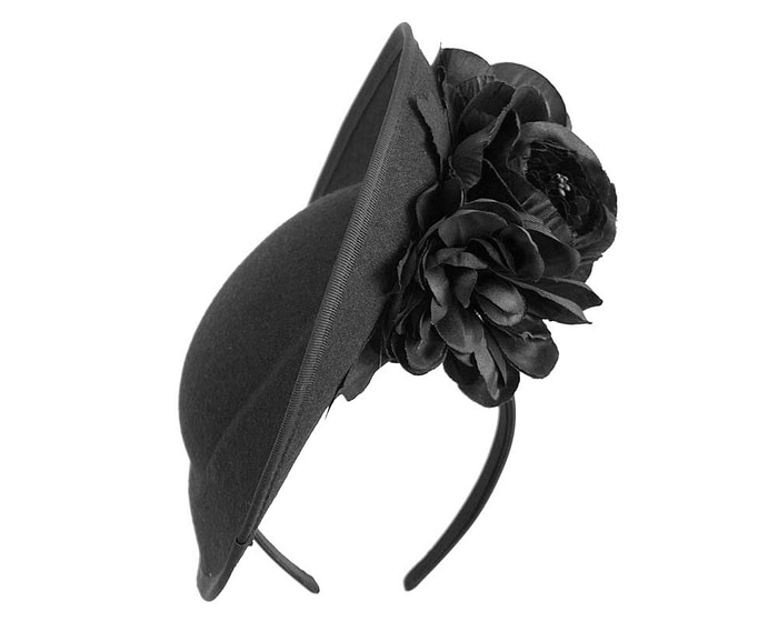 Large black fascinators with flowers by Fillies Collection - Fascinators.com.au