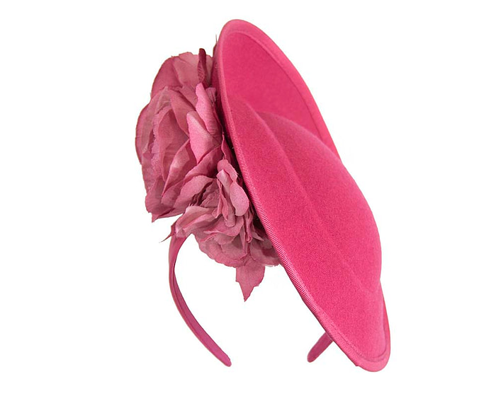 Large fuchsia fascinators with flowers by Fillies Collection - Fascinators.com.au