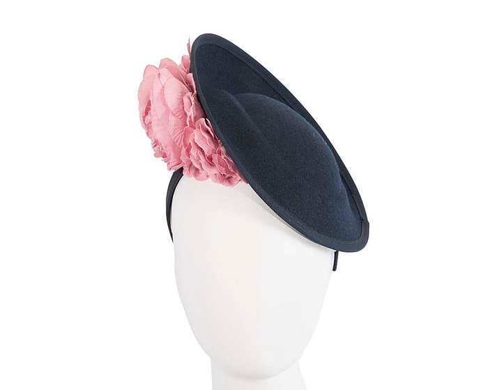 Large navy & pink fascinators with flowers by Fillies Collection (Copy) - Fascinators.com.au