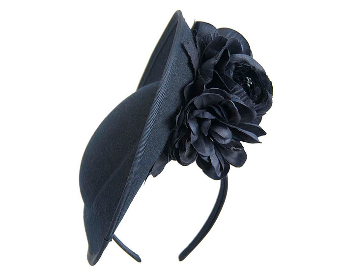 Large navy fascinators with flowers by Fillies Collection - Fascinators.com.au