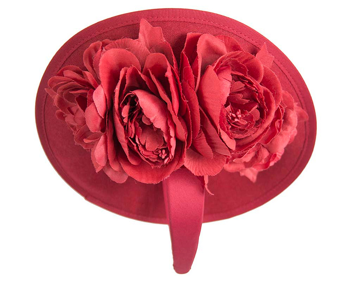 Large red fascinators with flowers by Fillies Collection - Fascinators.com.au