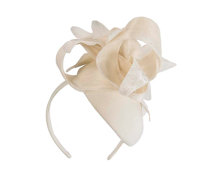 Bespoke cream pillbox winter fascinator with flower by Fillies Collection - Fascinators.com.au
