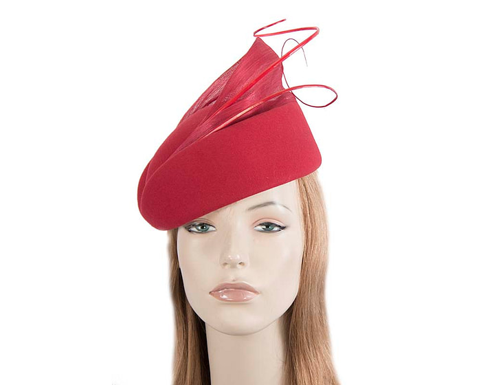 Large red felt beret hat by Fillies Collection - Fascinators.com.au