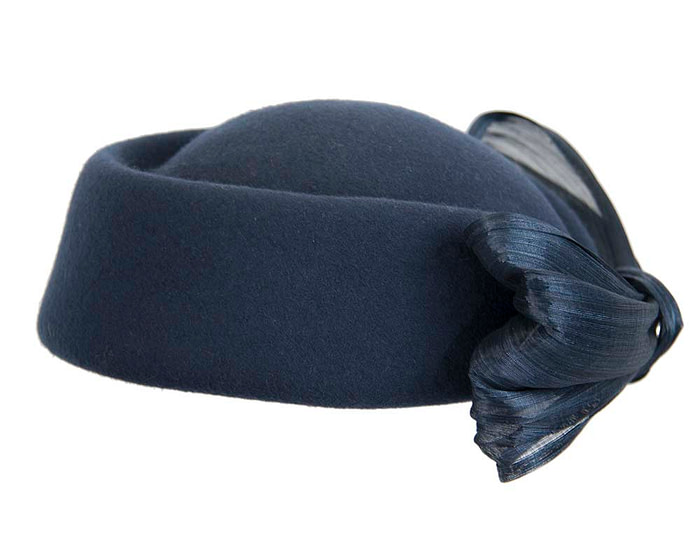 Navy Jackie Onassis felt beret by Fillies Collection - Fascinators.com.au