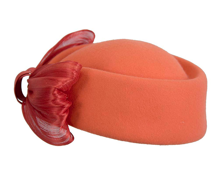 Orange Jackie Onassis felt beret by Fillies Collection - Fascinators.com.au