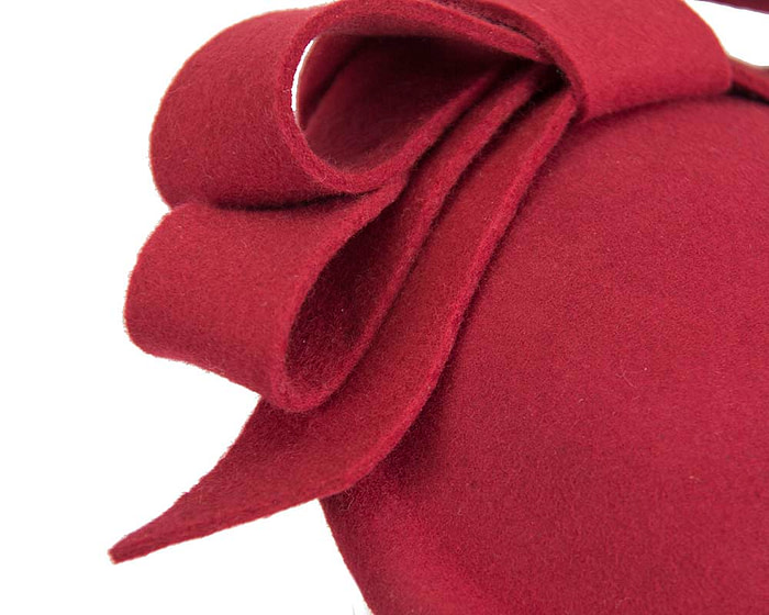 Red winter felt fascinator hat by Fillies Collection - Fascinators.com.au