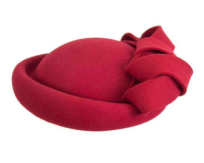 Red winter felt fascinator hat by Fillies Collection - Fascinators.com.au