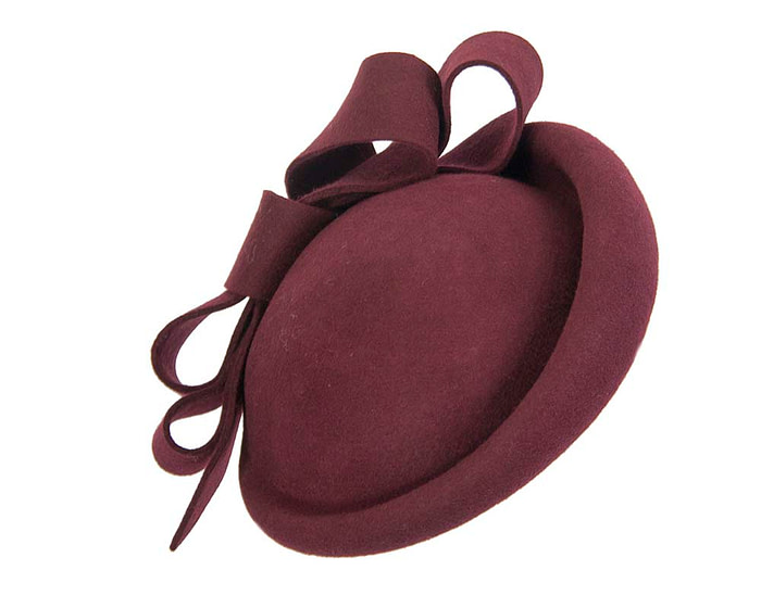 Burgundy winter felt fascinator hat by Fillies Collection - Fascinators.com.au