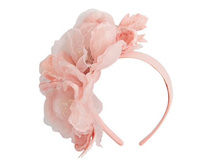 Large pink flower headband fascinator by Fillies Collection - Fascinators.com.au
