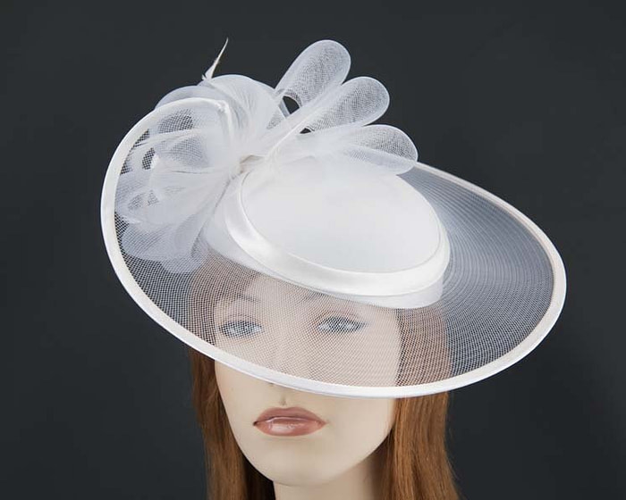 White fashion hat H835W - Fascinators.com.au