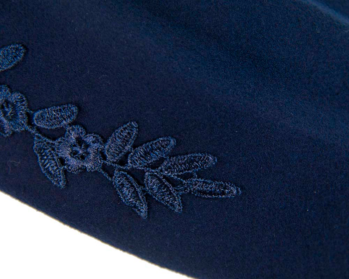 Large navy felt beret hat - Fascinators.com.au
