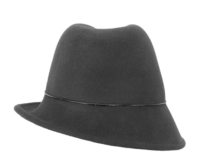 Black winter felt trilby hat - Fascinators.com.au