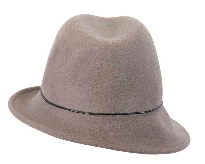 Grey winter felt trilby hat - Fascinators.com.au
