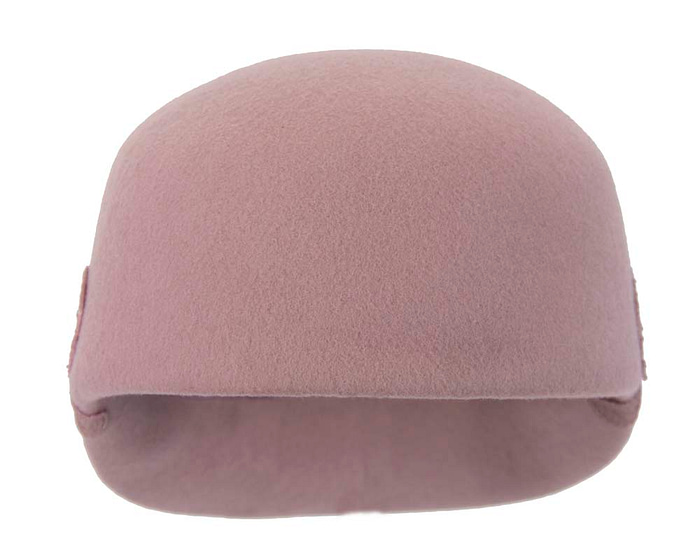 Dusty pink felt fashion cap with lace - Fascinators.com.au
